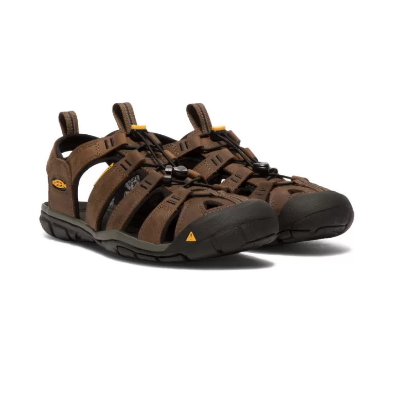 KEEN Leather | Sandals | Men's Clearwater CNX Leather Sandal   |  Dark Earth/Black