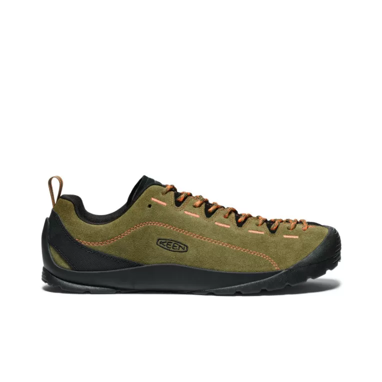 KEEN Leather | Shoes | Men's Jasper Suede Sneakers   |  Dark Olive/Scarlet Ibis