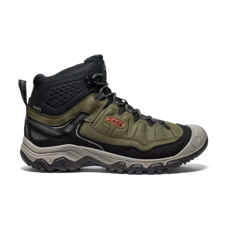 KEEN Leather | Boots | Men's Targhee IV Waterproof Hiking Boot   |  Dark Olive/Gold Flame