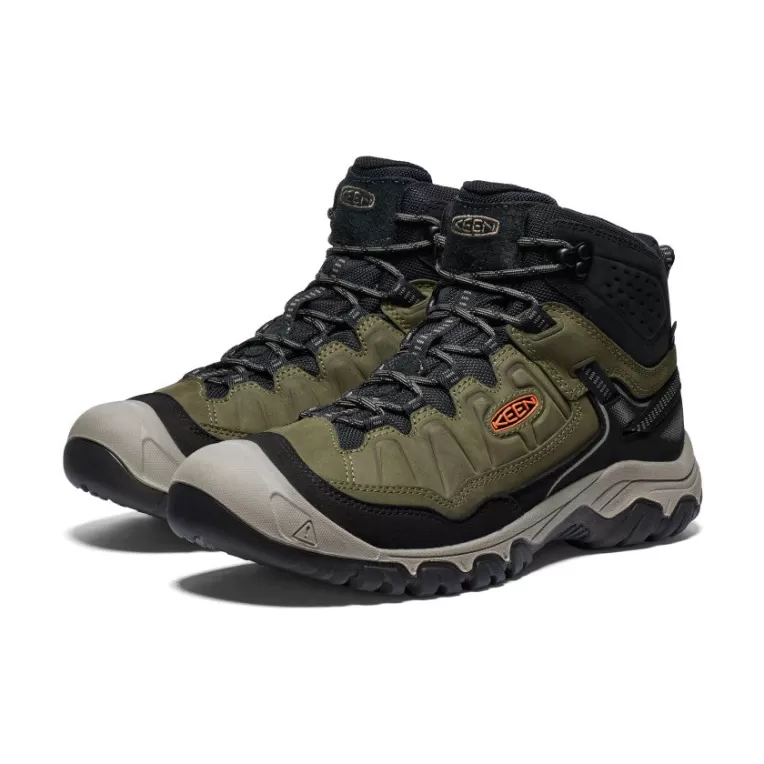 KEEN Leather | Boots | Men's Targhee IV Waterproof Hiking Boot   |  Dark Olive/Gold Flame