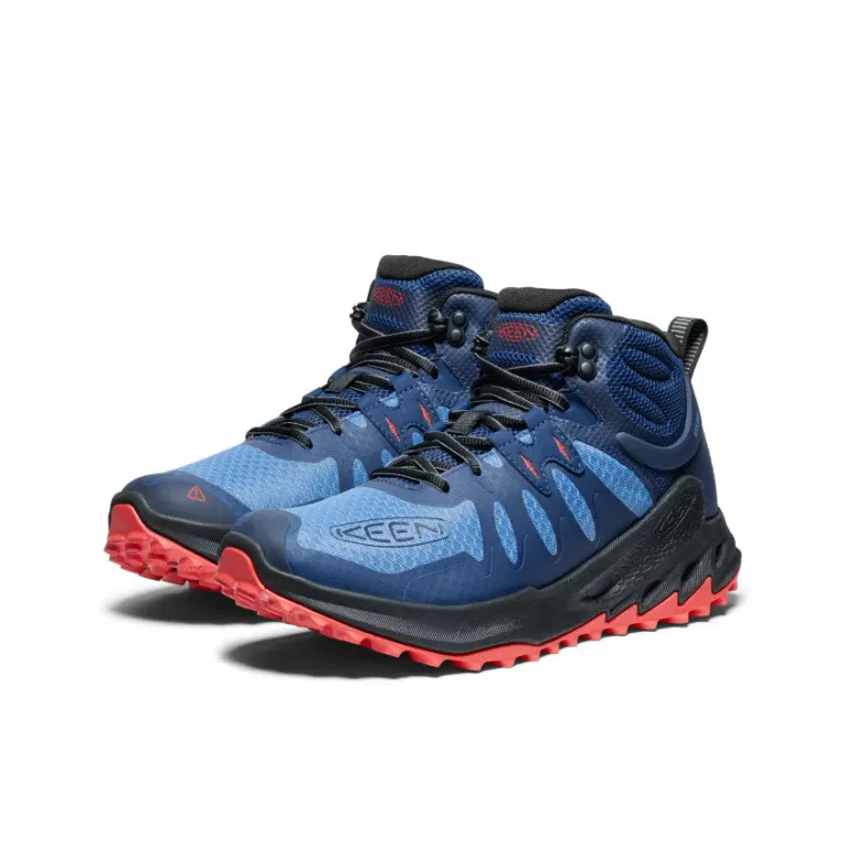 KEEN Boots | Men's Zionic Waterproof Hiking Boot   |  Coronet Blue/Poppy Red