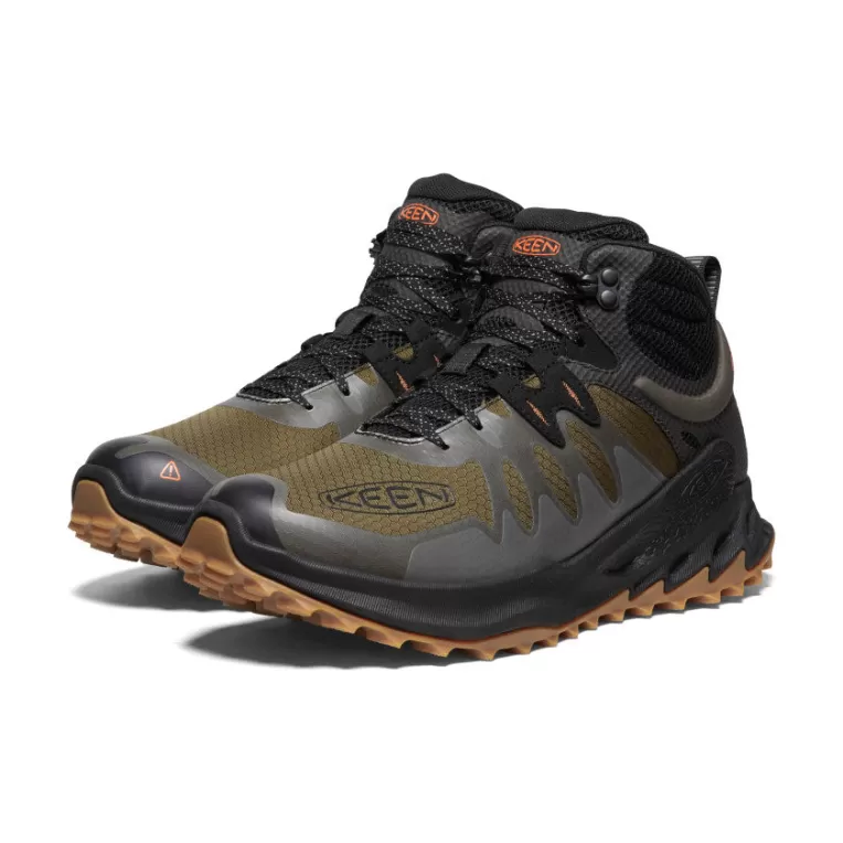 KEEN Boots | Men's Zionic Waterproof Hiking Boot   |  Dark Olive/Scarlet Ibis
