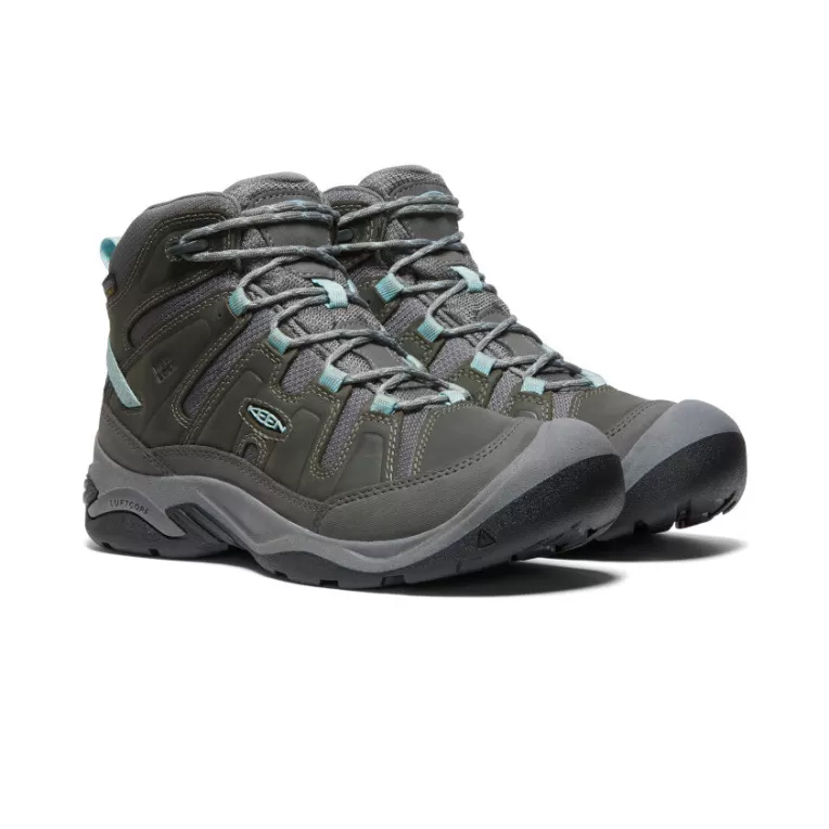 Women KEEN Leather | Boots | Women's Circadia Waterproof Boot   |  Steel Grey/Cloud Blue