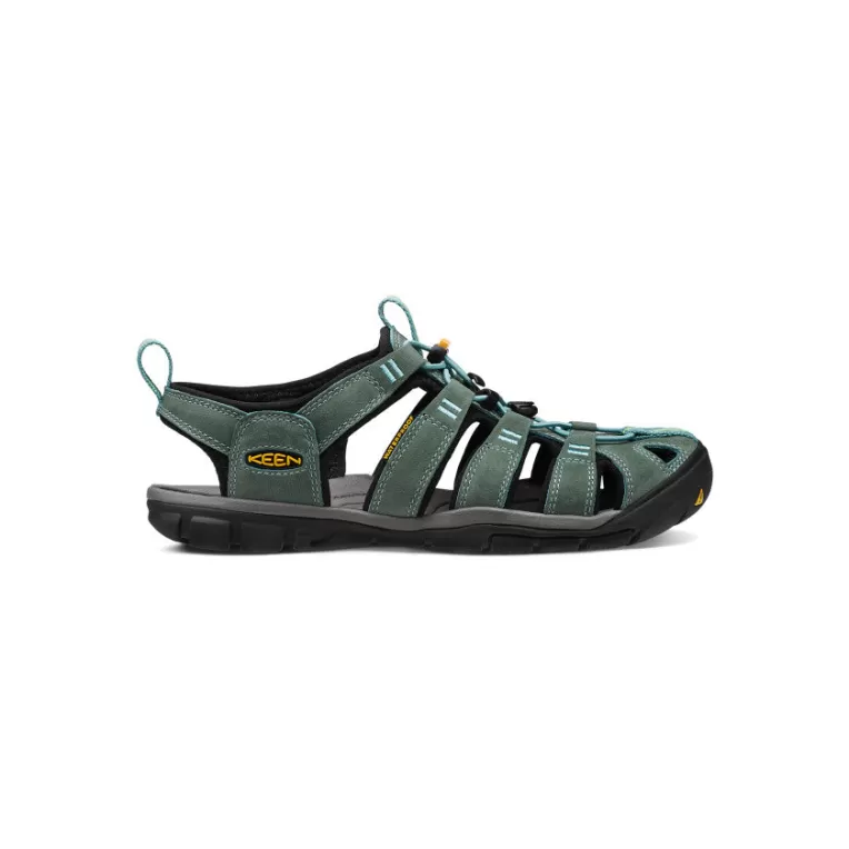 Women KEEN Leather | Sandals | Women's Clearwater Leather CNX   |  Mineral Blue/Yellow