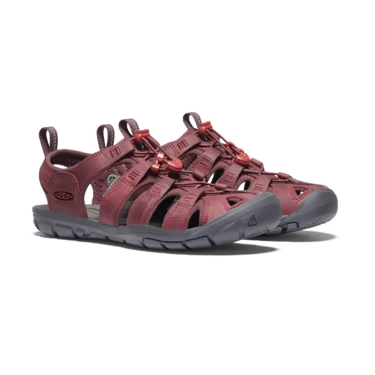 Women KEEN Leather | Sandals | Women's Clearwater Leather CNX   |  Wine/Red Dahlia