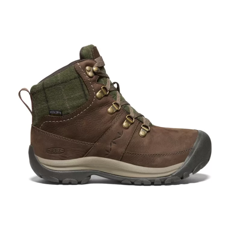 Women KEEN Leather | Boots | Women's Kaci III Winter Waterproof Boot   |  Dark Earth/Green Plaid