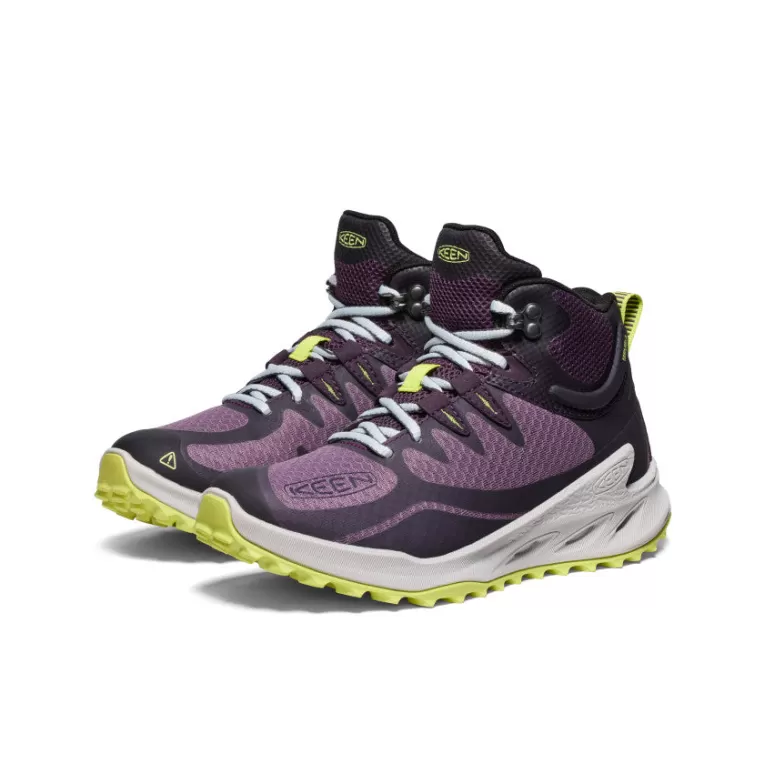Women KEEN Boots | Women's Zionic Waterproof Hiking Boot   |  Black Plum/Daiquiri Green